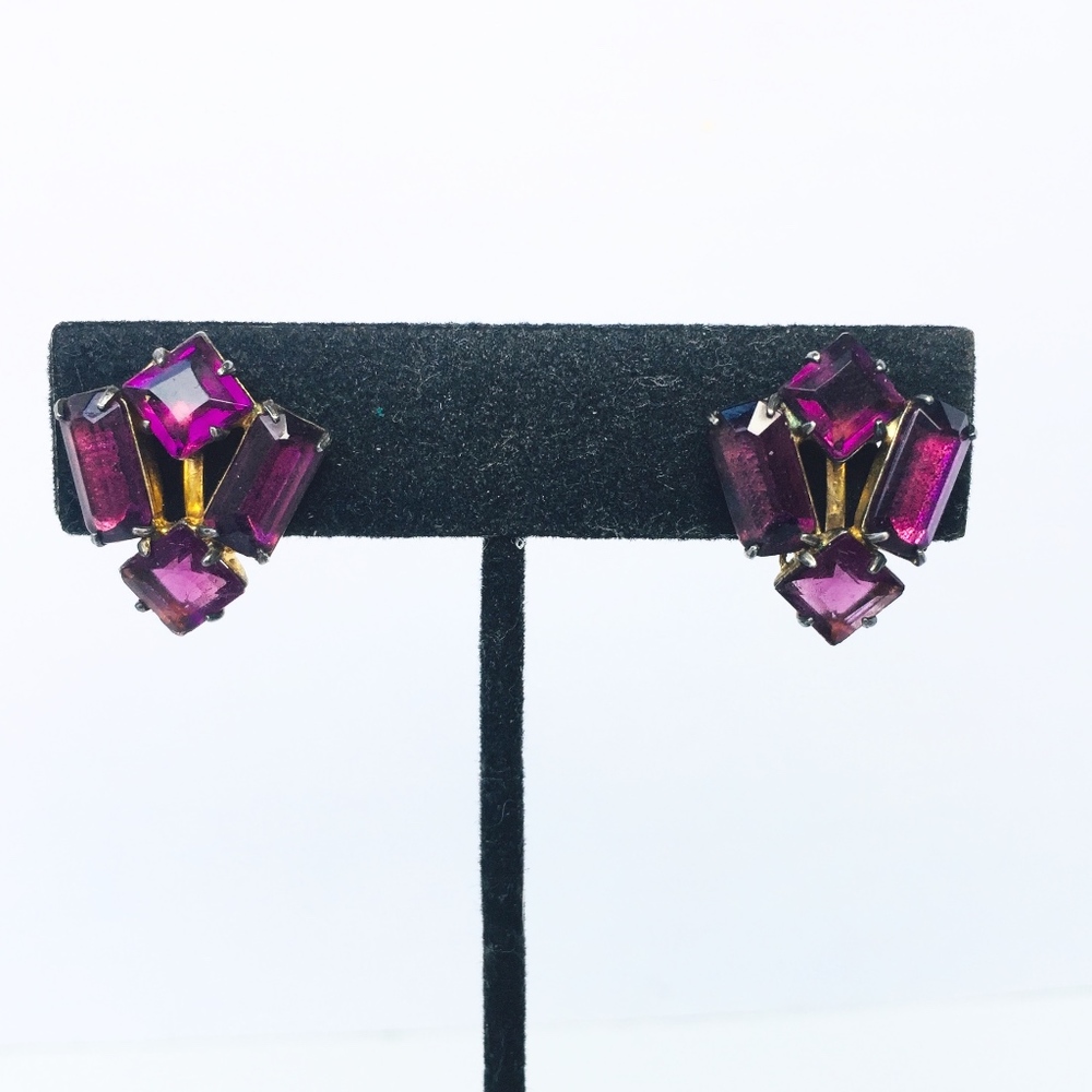 Vintage Sterling Art Deco Rhinestone Earrings